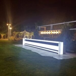 A stunning counter in an event hall combined with lighting fixtures