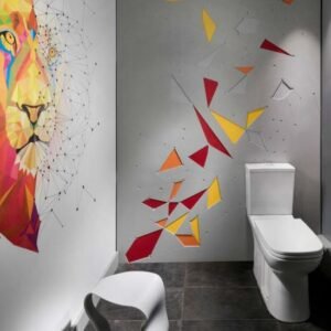 Corian bar and wall coverings create a luxurious atmosphere